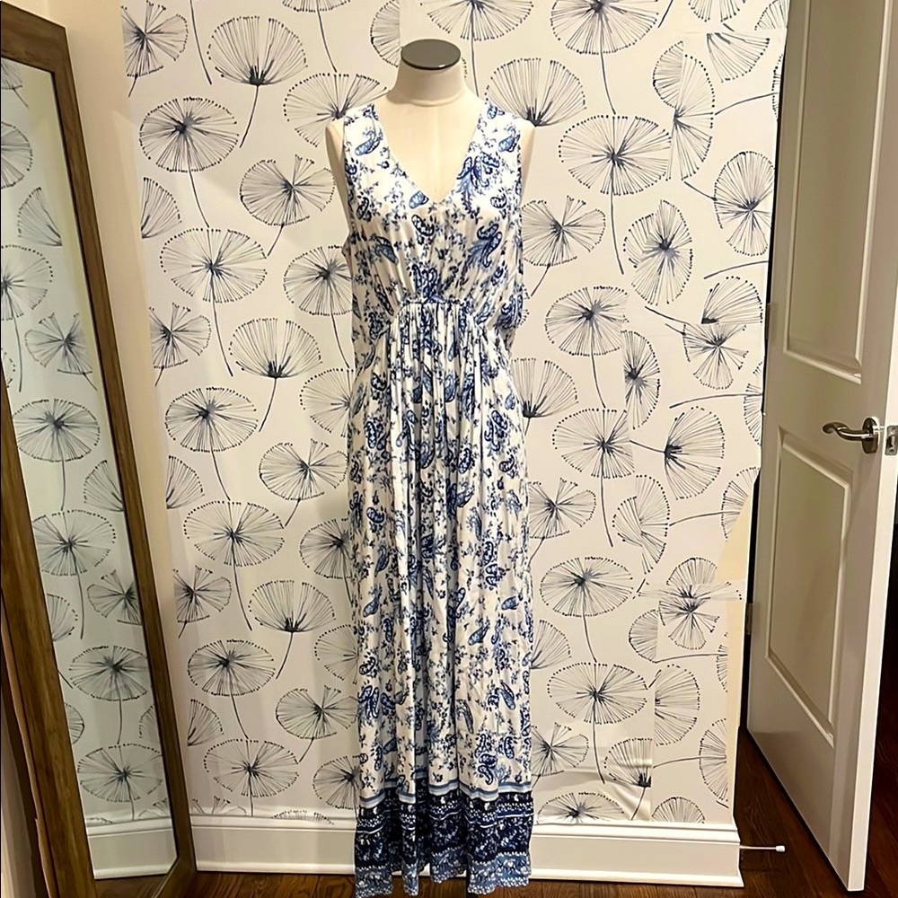 Lucky Brand Blue and White Maxi Dress